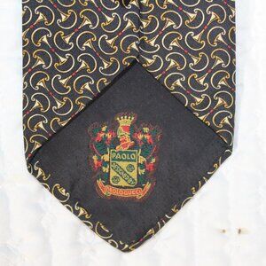 GUCCI Designed By Paolo Gucci Vintage Silk Tie stylized horsebit XL